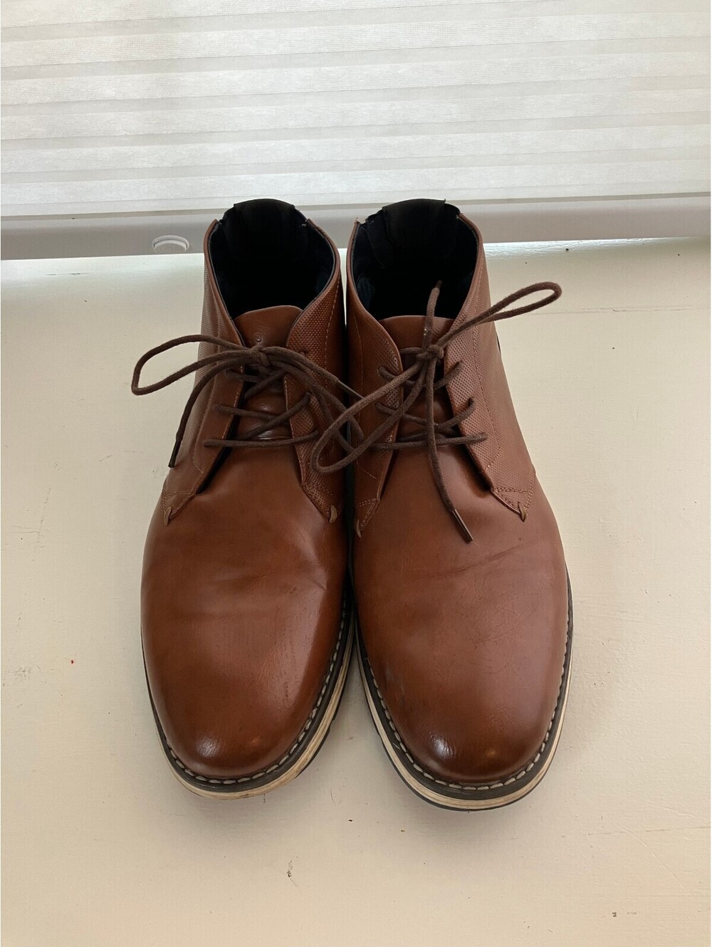 Crevo Albany Mens 11 Derby Shoes Tan Brown Navy Lace Up Casual Oxfords Shoes